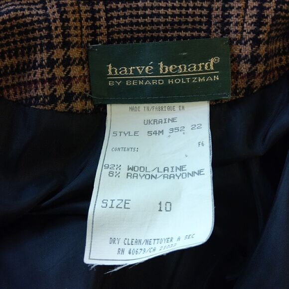 Harve' Bernard vintage plaid wool blend button front jacket with shoulder pads - Picture 13 of 13
